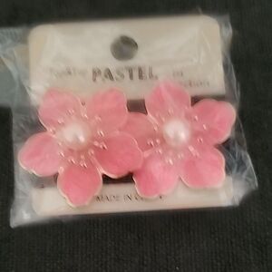 Pastels Pink Floral Hair Clips